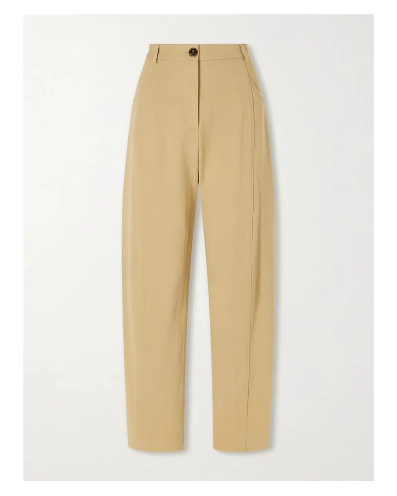 Blazé Milano Embellished Paneled Twill Tapered Pants - Neutrals Neutrals