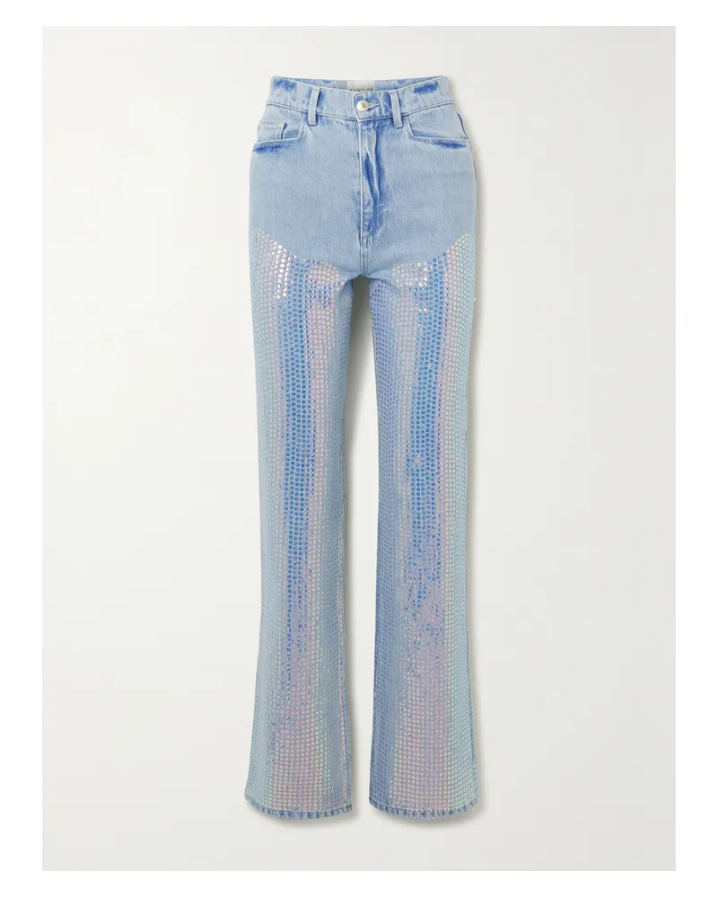 WANDLER Net Sustain Rose Hoch Sitzende Jeans Mit Geradem Bein Aus Bio-denim Mit Pailletten - Blau Blau