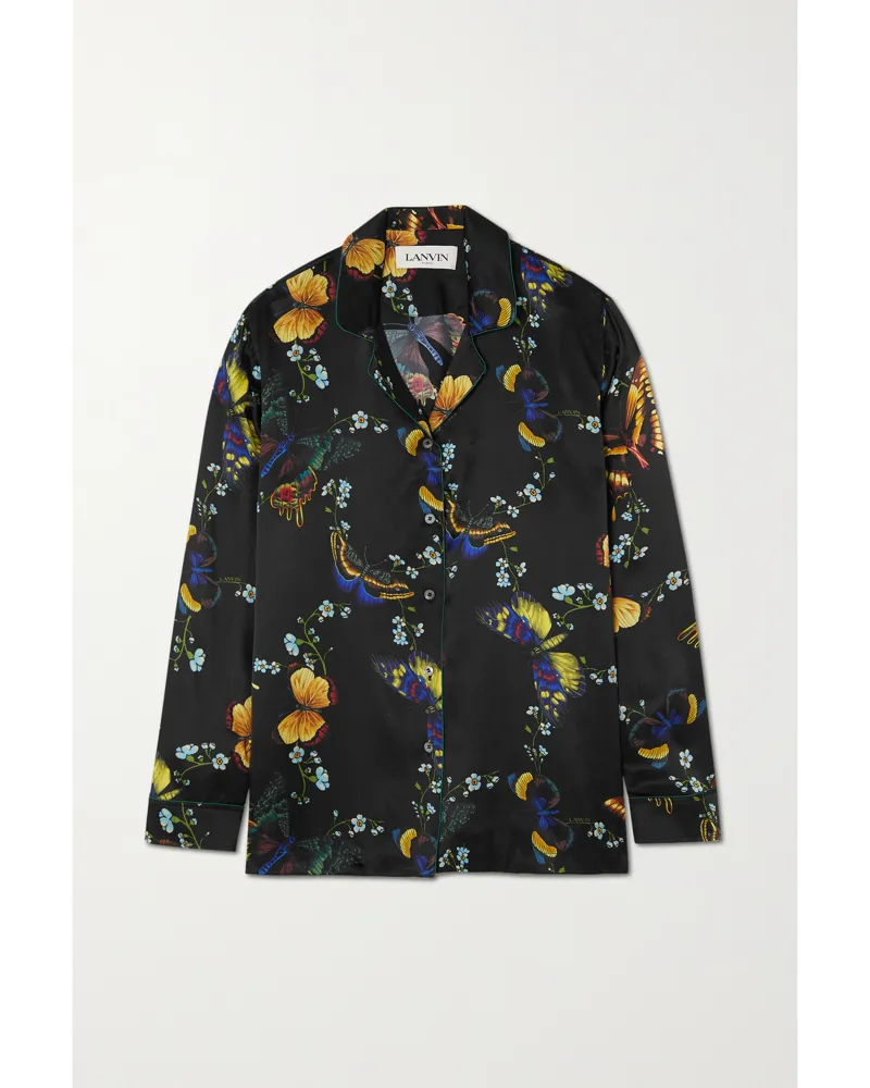 Lanvin Hemd Aus Bedrucktem Seidensatin - Schwarz Schwarz