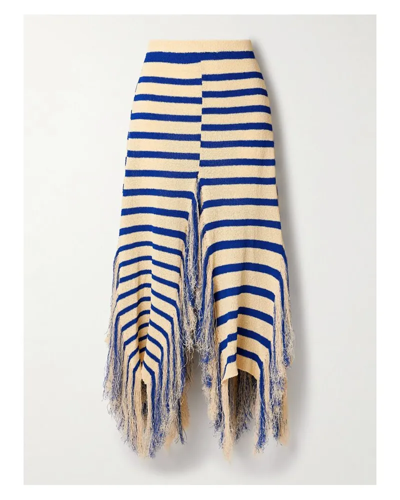 Proenza Schouler Yves Asymmetrischer Maxirock Aus Strick Mit Fransen Und Streifen - Blau Blau