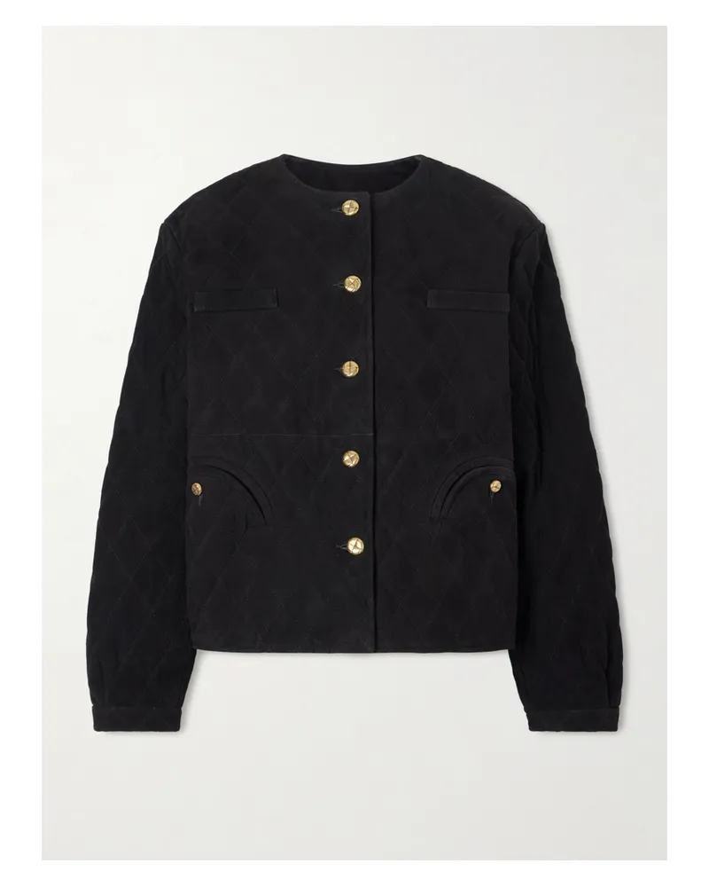 Blazé Milano Gliss Cropped Quilted Suede Jacket - Black Black