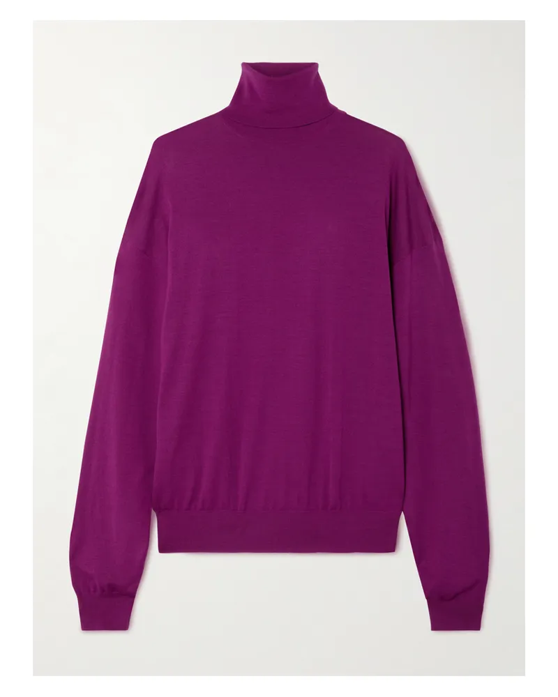 Saint Laurent Wool Turtleneck Sweater - Purple Purple