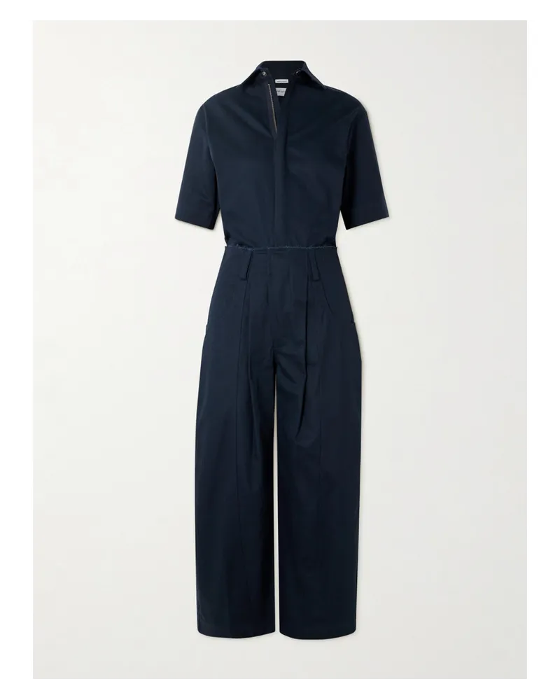 Rivet Utility New Yorker Verkürzter Jumpsuit aus Baumwoll-canvas Blau