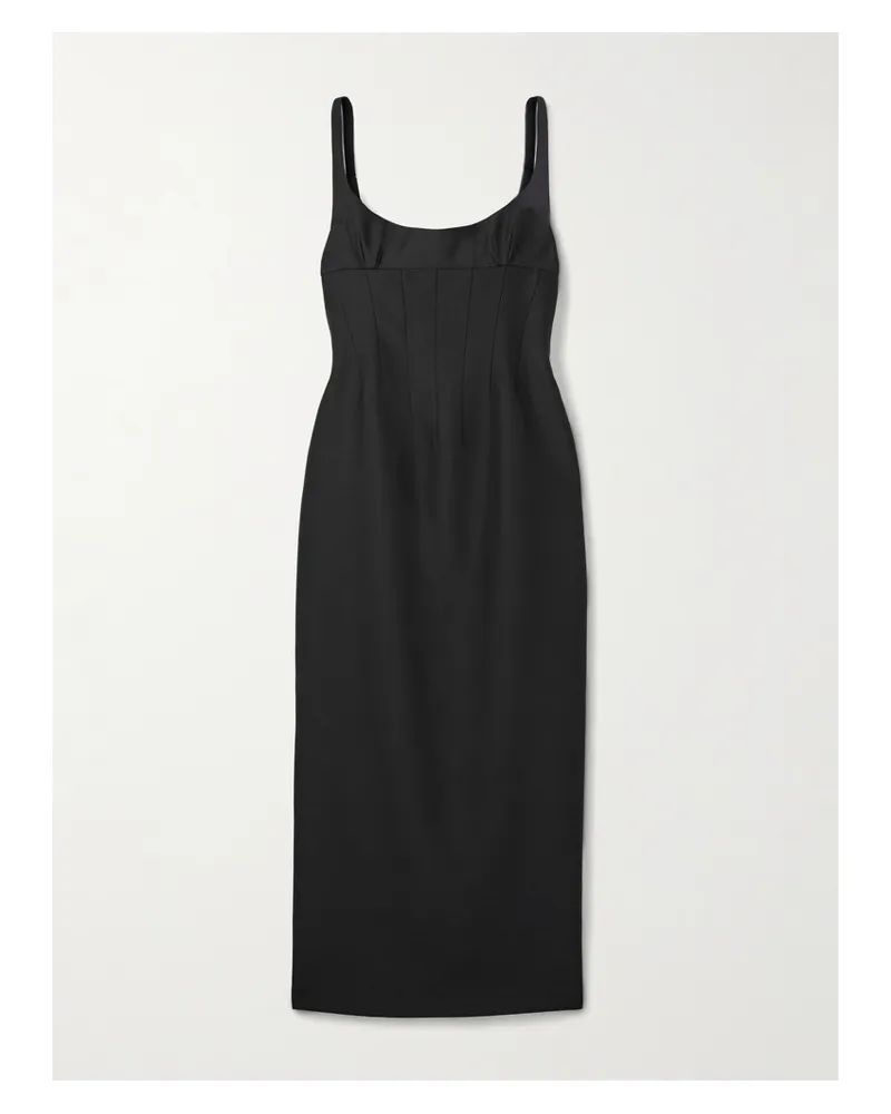 KHAITE Lotte Wool And Silk-blend Midi Dress - Black Black