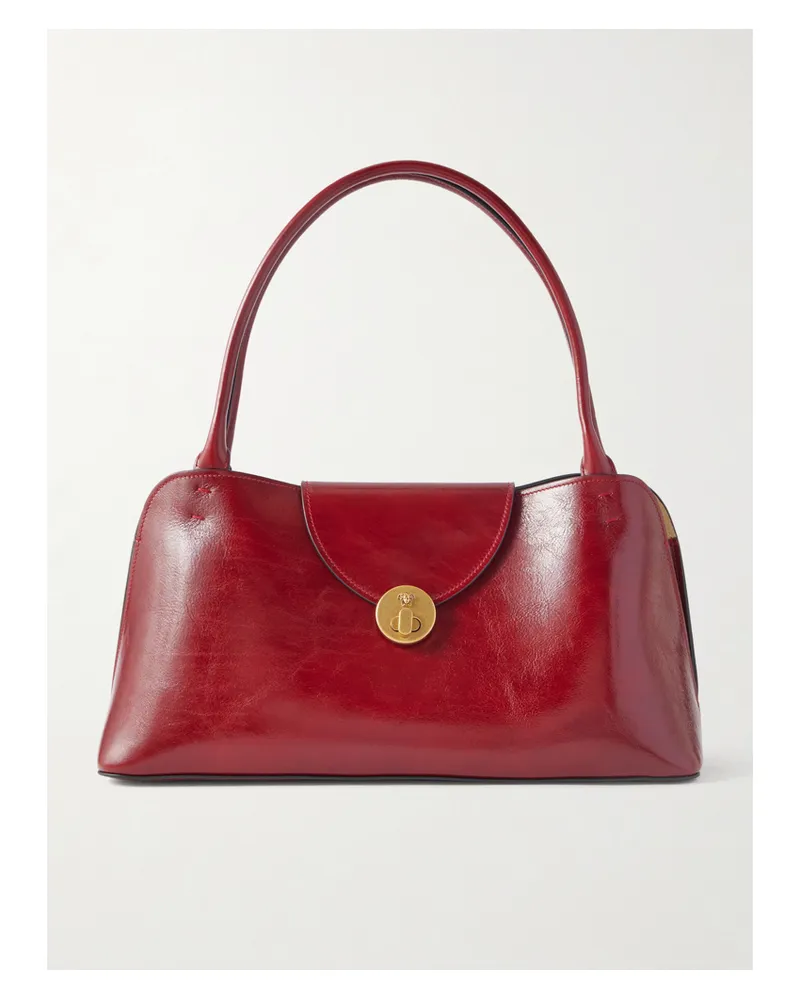 Versace Vivian Medium Glossed-leather Shoulder Bag - Red Red