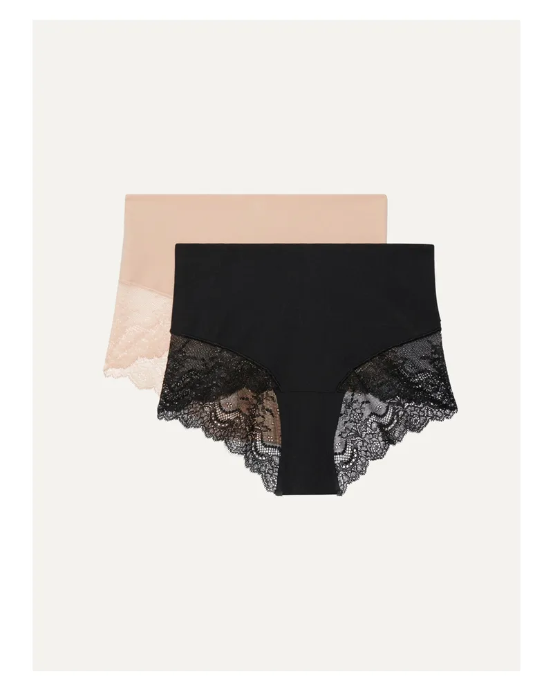 Spanx Undie-tectable Set Of Two Stretch-jersey And Lace Briefs - Black Black