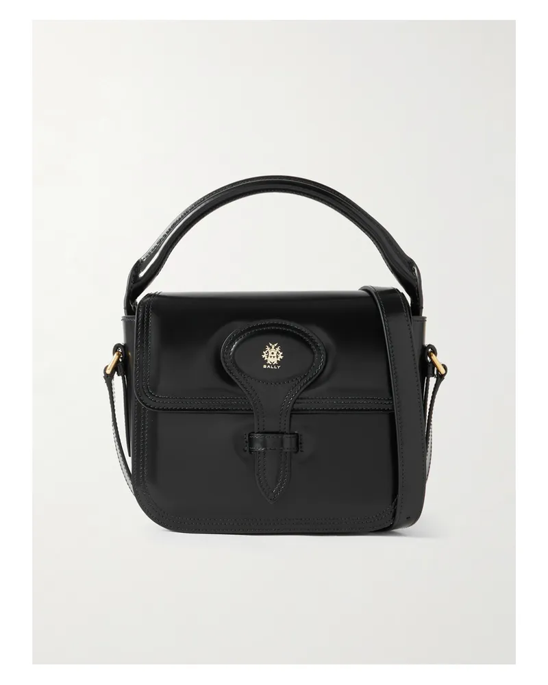 Bally Beckett Flat Mini Glossed-leather Tote - Black Black