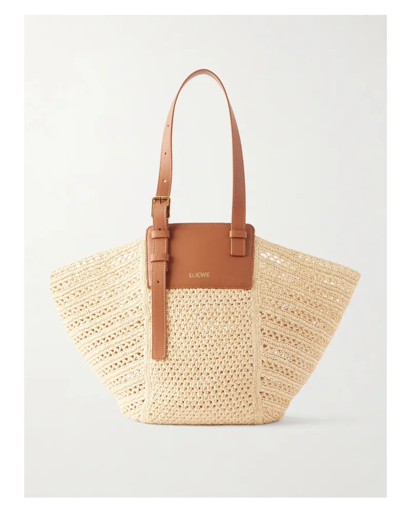 Loewe Paula's Ibiza Hammock Cabas Leather-trimmed Raffia Tote - Neutrals Neutrals