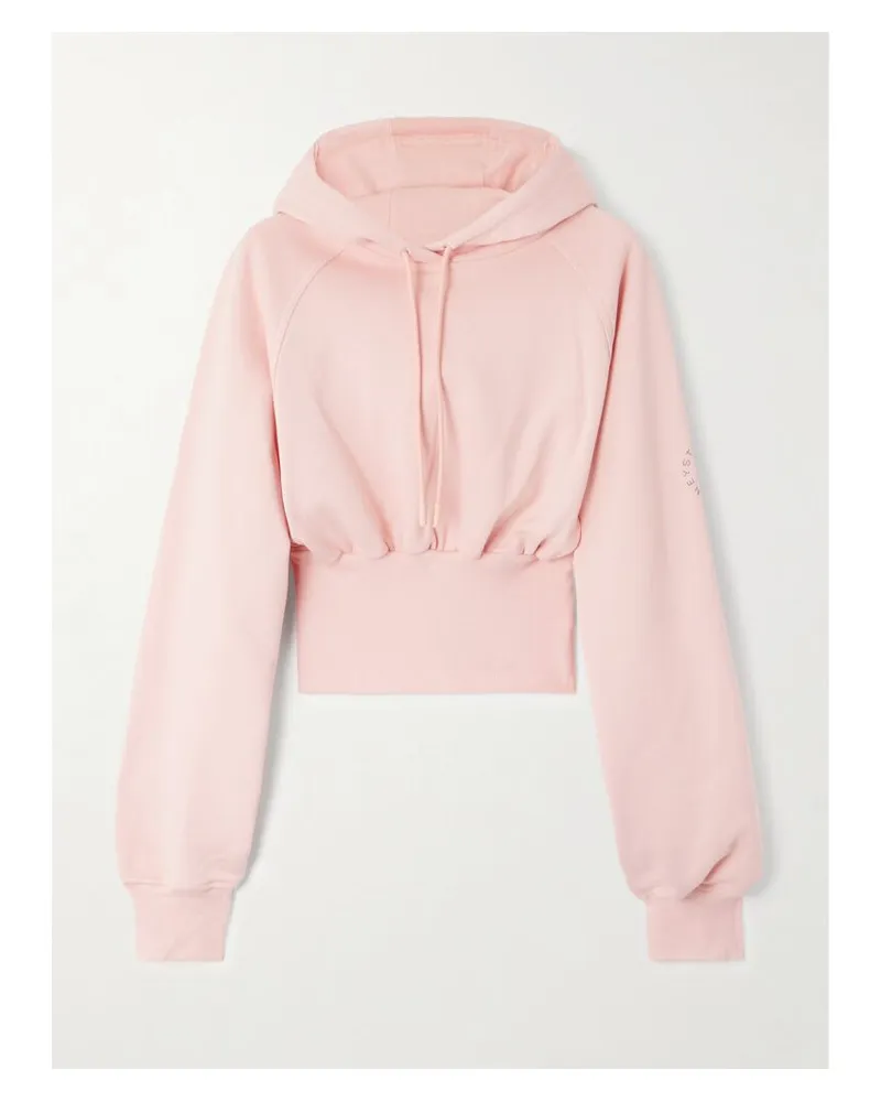 adidas Truecasuals Verkürzte Kapuzenjacke Aus Biobaumwoll-jersey - Pink Pink