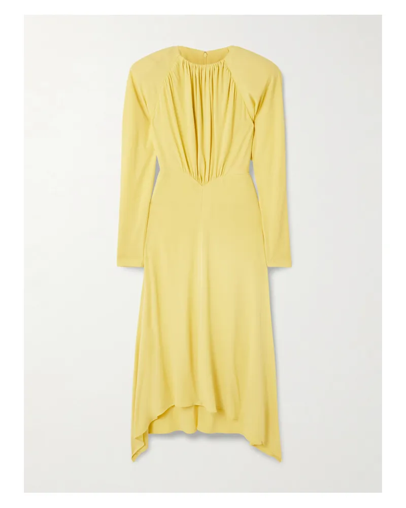 Stella McCartney Asymmetrisches Midikleid Aus Crêpe Mit Raffungen - Gelb Gelb