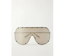 Shield Aviator-style Stainless Steel Sunglasses - Black