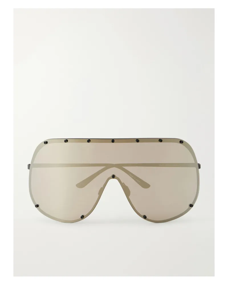 Rick Owens Shield Aviator-style Stainless Steel Sunglasses - Black Black