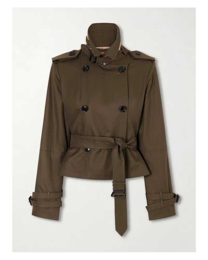 Burberry Swarby Belted Cotton-gabardine Jacket - Green Green