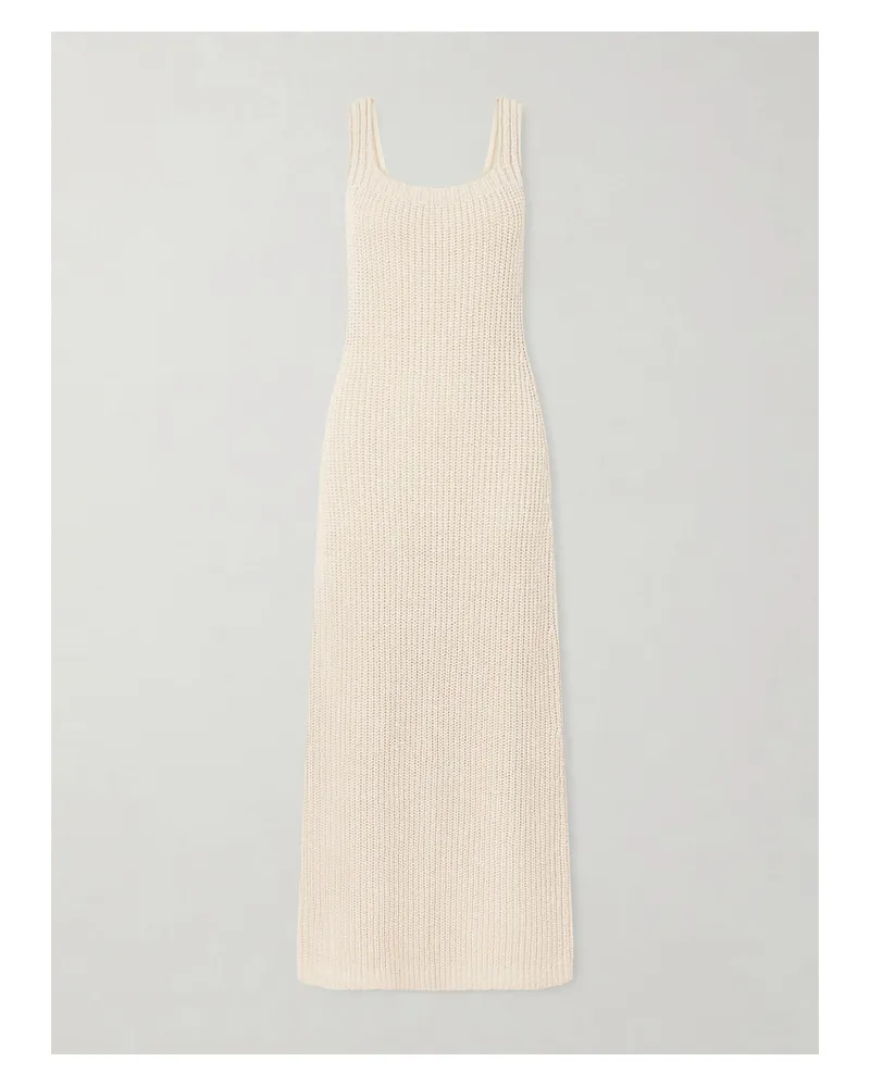 KHAITE Lex Crocheted Silk And Cotton-blend Midi Dress - Neutrals Neutrals