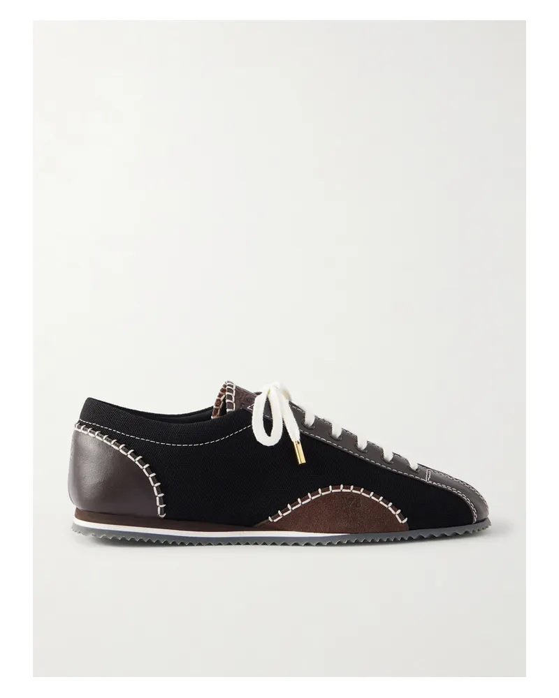 Wales Bonner Paris Suede-trimmed Leather And Canvas Sneakers - Black Black