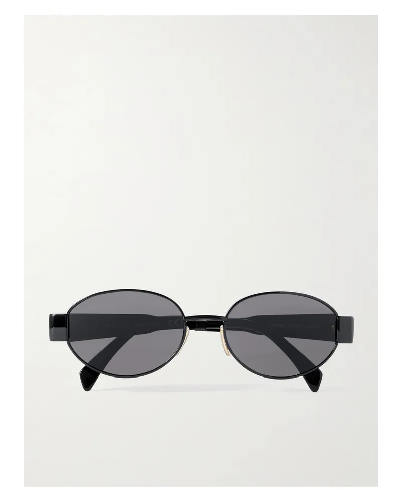Celine Oval-frame Metal And Acetate Sunglasses - Black Black
