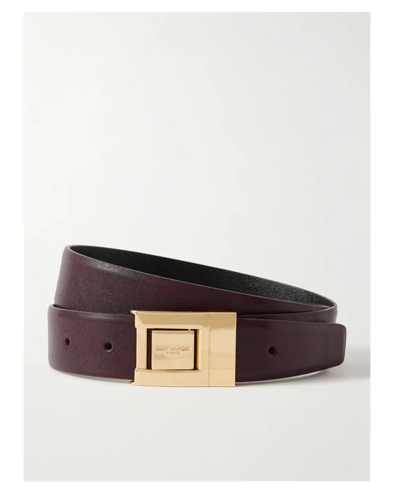 Saint Laurent Textured-leather Belt - Purple Purple