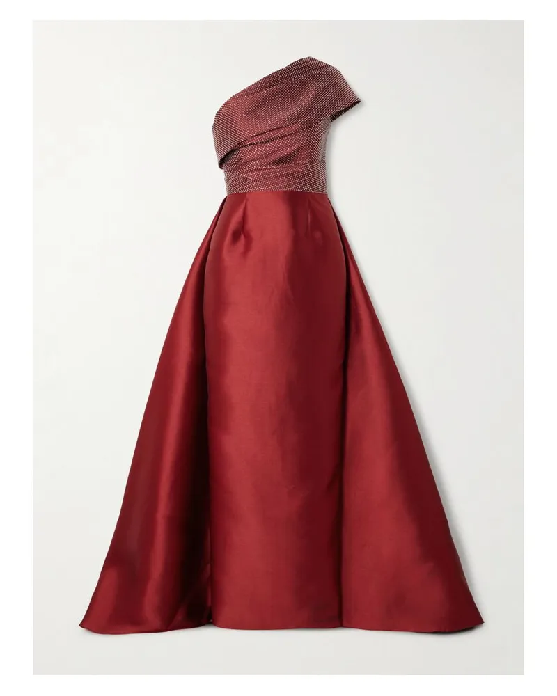 Solace London Alba Asymmetrische Robe Aus Faille Mit Kristallen - Rot Rot