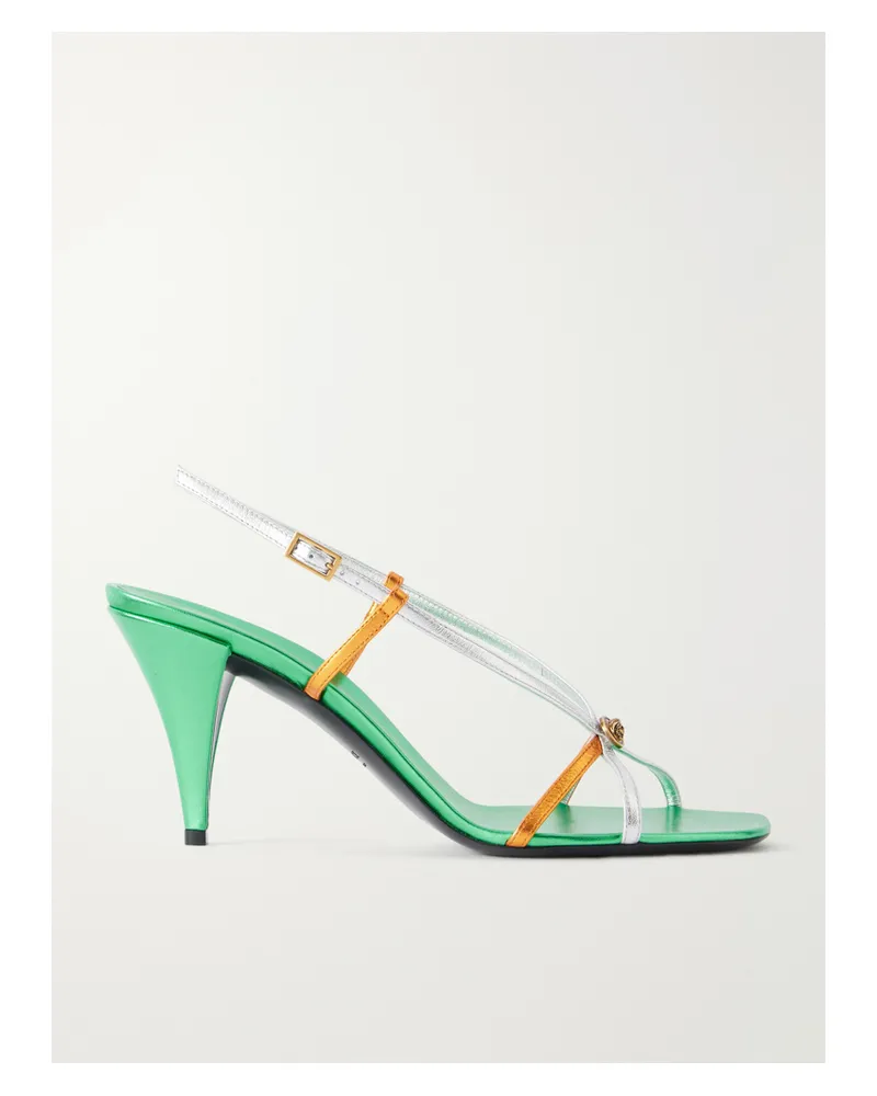 Versace 80 Metallic-leather Sandals - Green Green