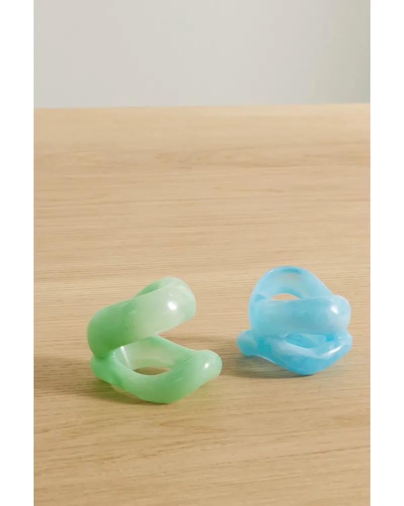 Completedworks Set Aus Zwei Serviettenringen Aus Harz - Blau Blau