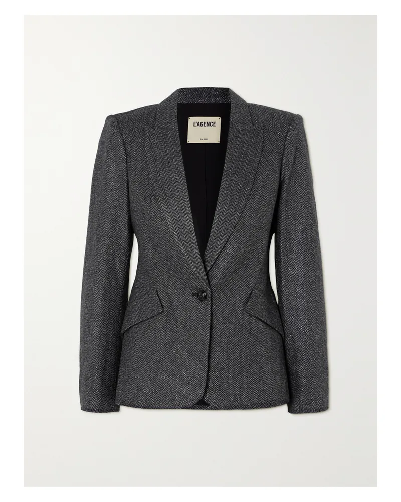 L'Agence Chamberlain Blazer Aus Einer Wollmischung Mit Fischgratmuster In Metallic-optik - Grau Grau