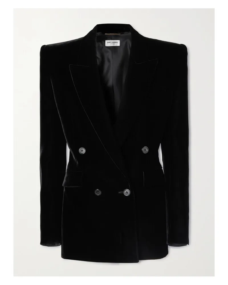Saint Laurent Doppelreihiger Samtblazer - Schwarz Schwarz