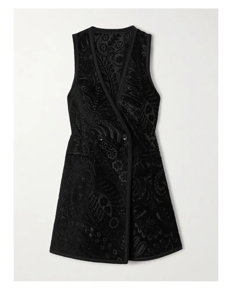 Etro Doppelreihige Weste Aus Samt Mit Jacquard-muster - Schwarz Schwarz