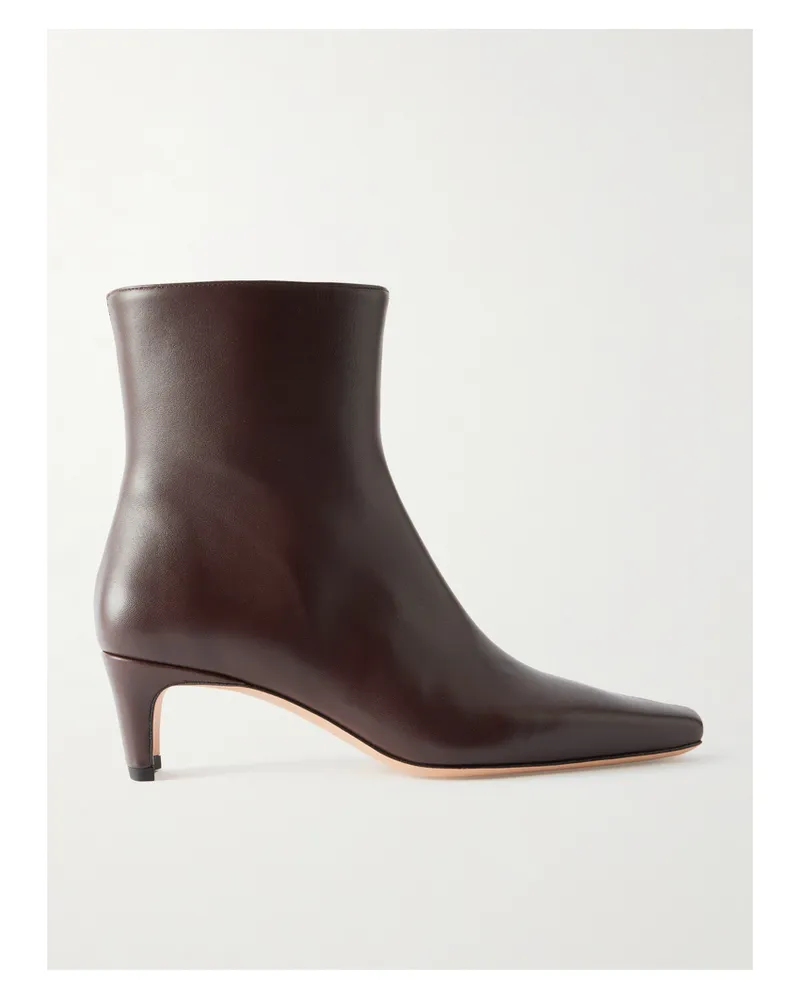 STAUD Wally Leather Ankle Boots - Brown Brown