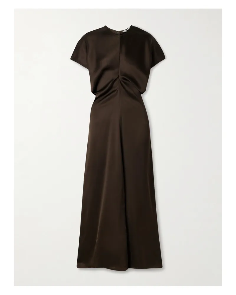 Totême Maxikleid Aus Satin Mit Falten - Braun Braun
