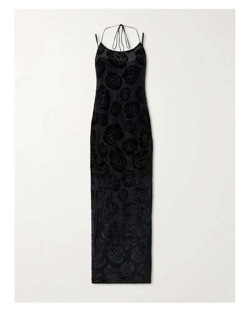SIR Vittoria Neckholder-robe Aus Devoré-samt - Schwarz Schwarz