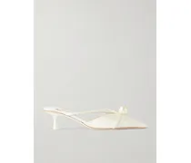 Sana 50 Faux Pearl-embellished Satin Mules - Neutrals