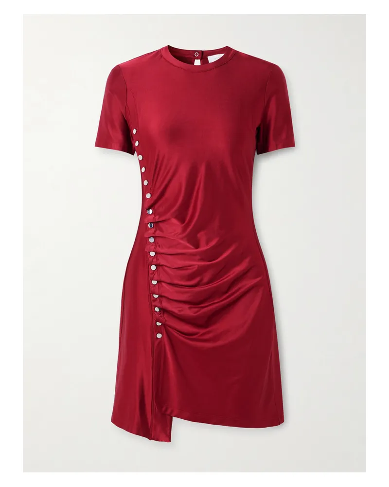 Paco Rabanne Minikleid Aus Glänzendem Jersey Mit Raffungen Und Verzierungen - Rot Rot