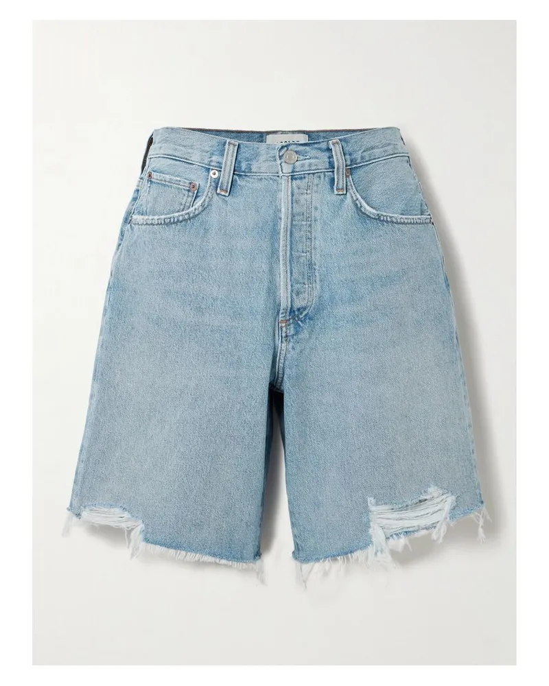 AGOLDE Indra Jeansshorts In Distressed-optik - Blau Blau