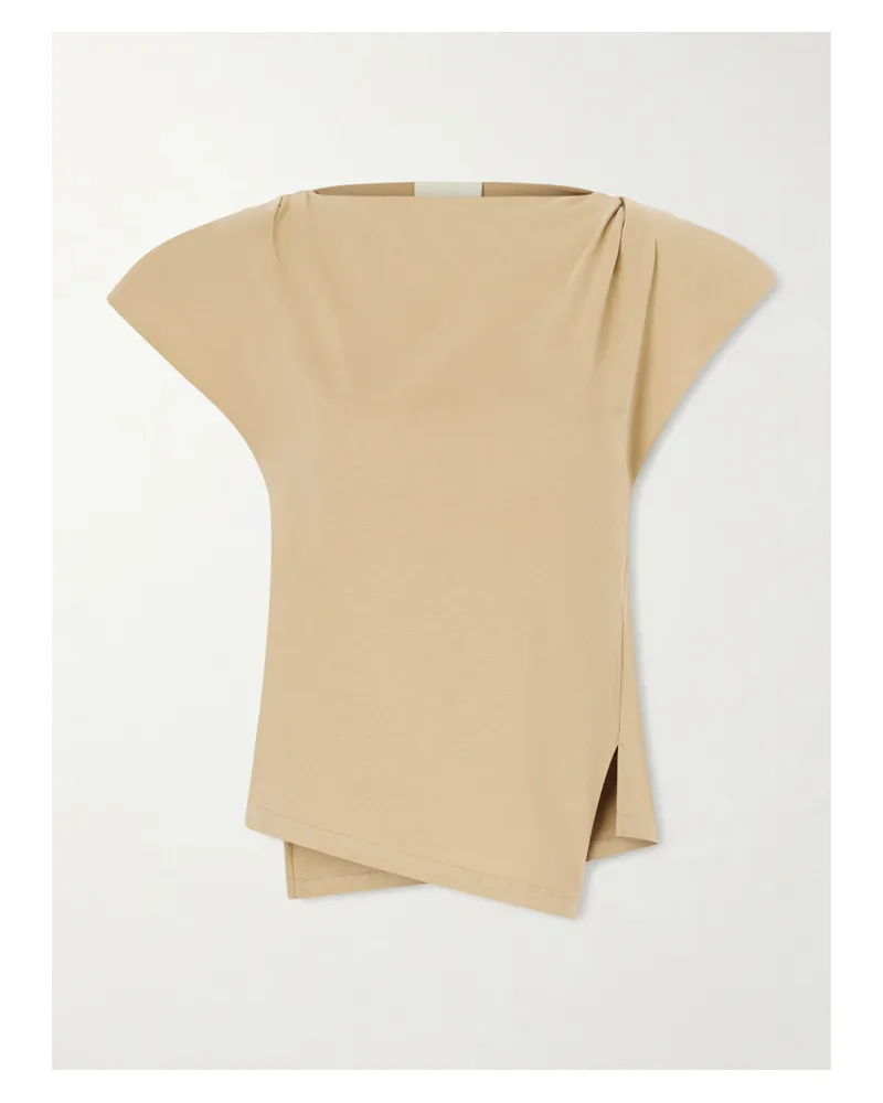 Isabel Marant Sebani Asymmetric Cotton-jersey T-shirt - Neutrals Neutrals