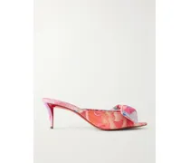 Mulazee 60mm Crepe De Chine Kitten Heel Mules - Multi