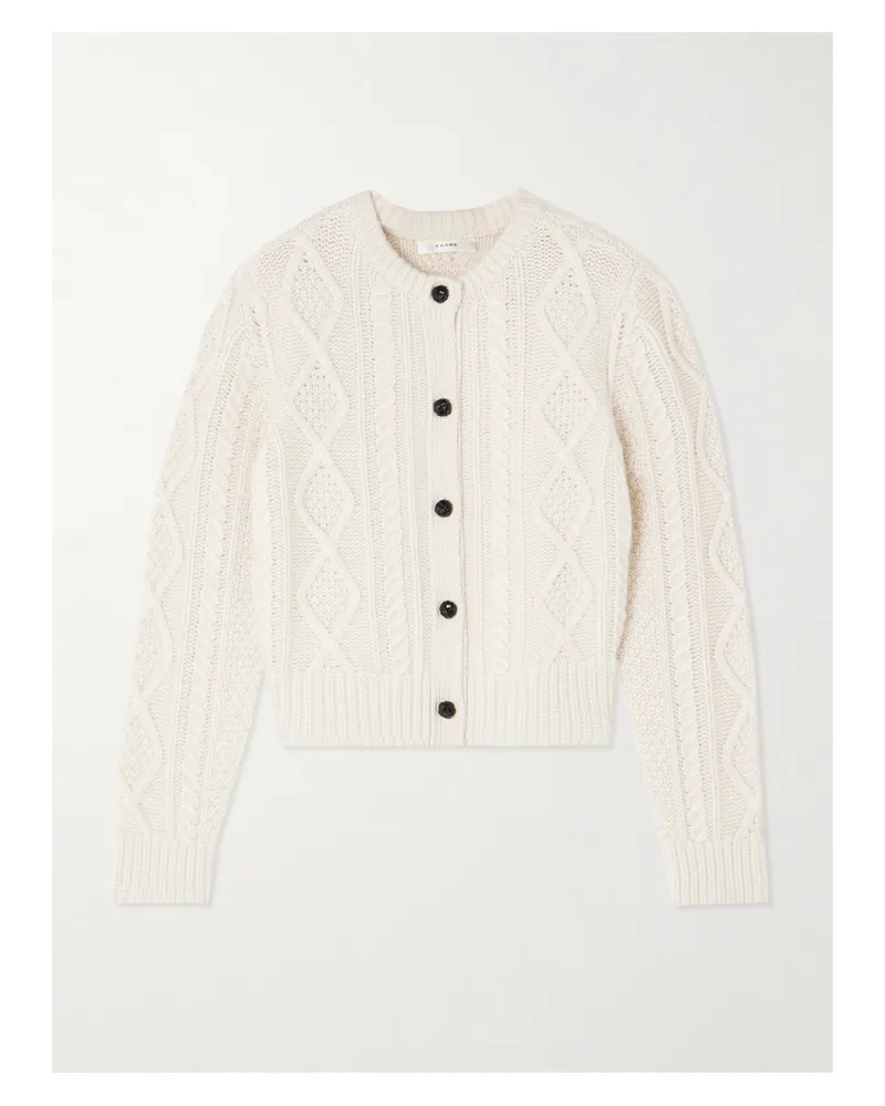 Frame Denim Cardigan Aus Kaschmir In Zopfstrick - Creme Creme