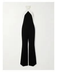 Roland Mouret Zweifarbiger Neckholder-jumpsuit aus Cady Schwarz