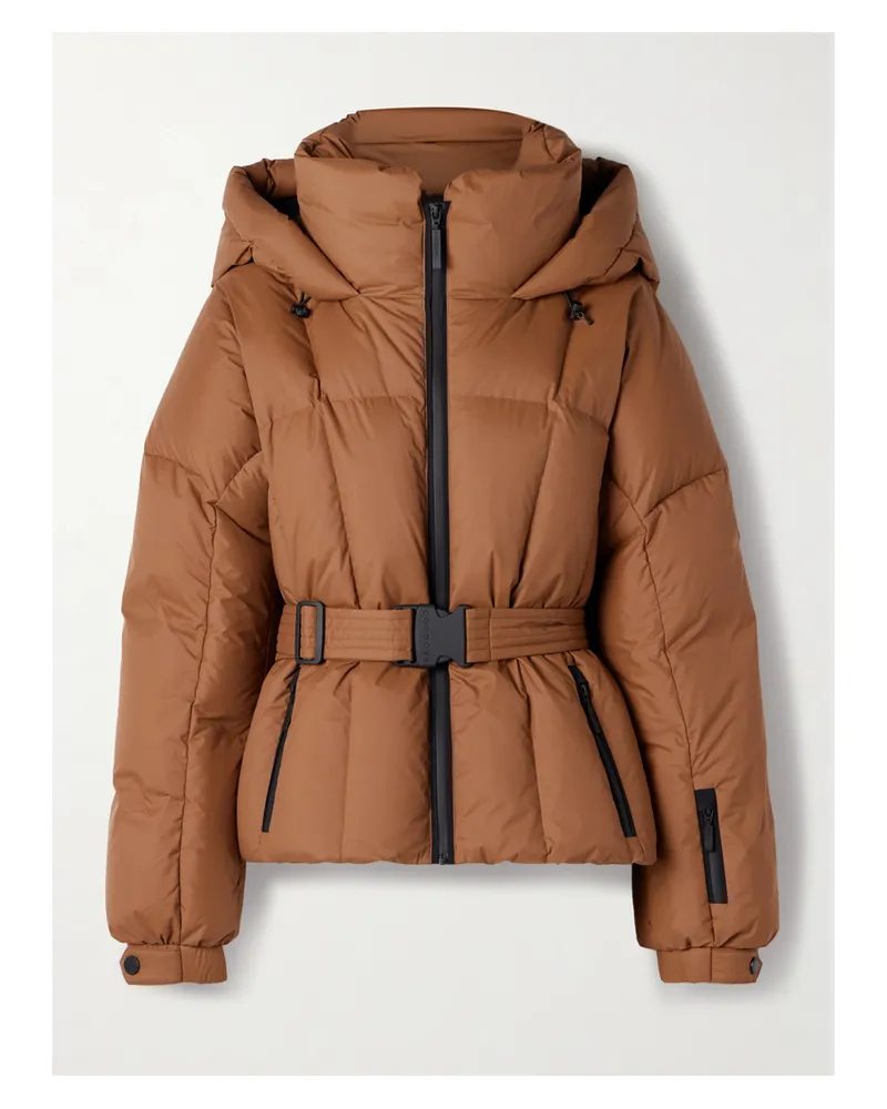 CORDOVA Monterosa Gesteppte Skijacke Aus Recyceltem Material Mit Daunenfüllung, Kapuze Und Gürtel - Braun Braun