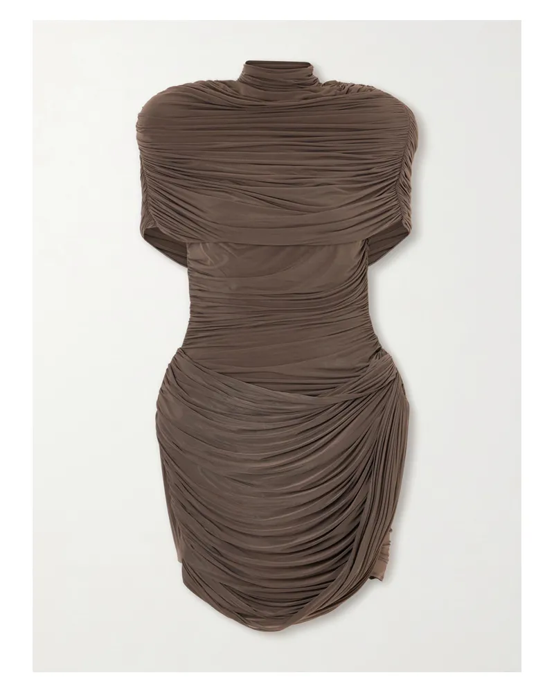 Magda Butrym Ruched Jersey Mini Dress - Brown Brown