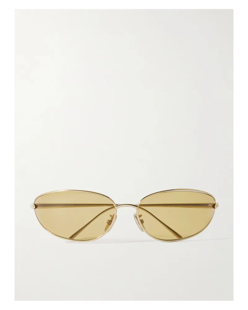 Loewe Goldfarbene Sonnenbrille Mit Ovalem Rahmen Gold
