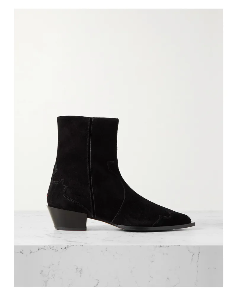 aeyde Hester Cowboystiefel Aus Veloursleder - Schwarz Schwarz