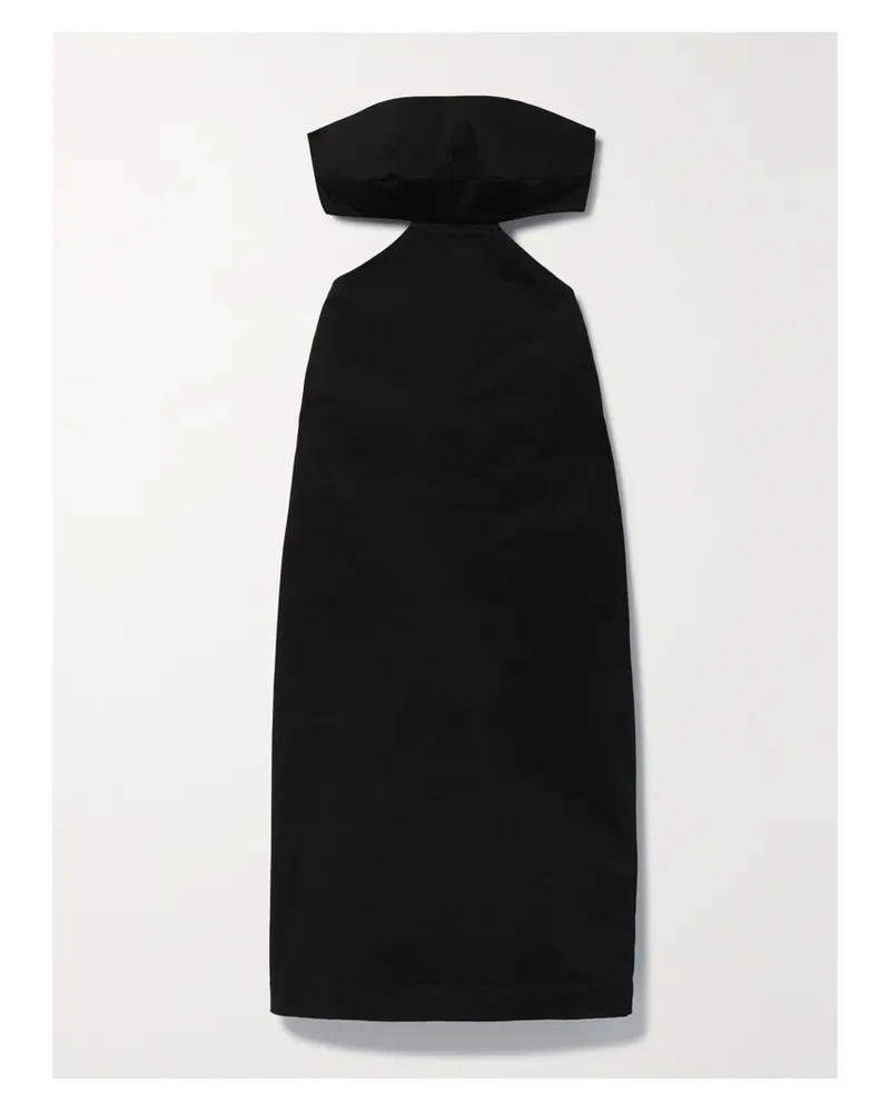 BONDI BORN Monte Carlo Trägerloses Midikleid Aus Cady Aus Einer Baumwollmischung Mit Cut-out - Schwarz Schwarz