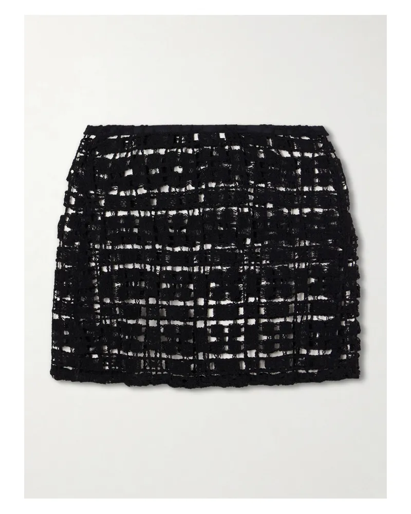 Sara Cristina Sun Crocheted Cotton Mini Skirt - Black Black
