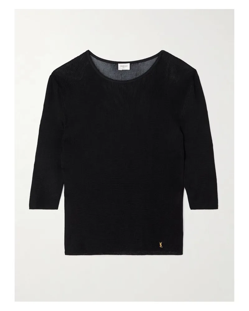Saint Laurent Strickoberteil Mit Verzierung - Schwarz Schwarz