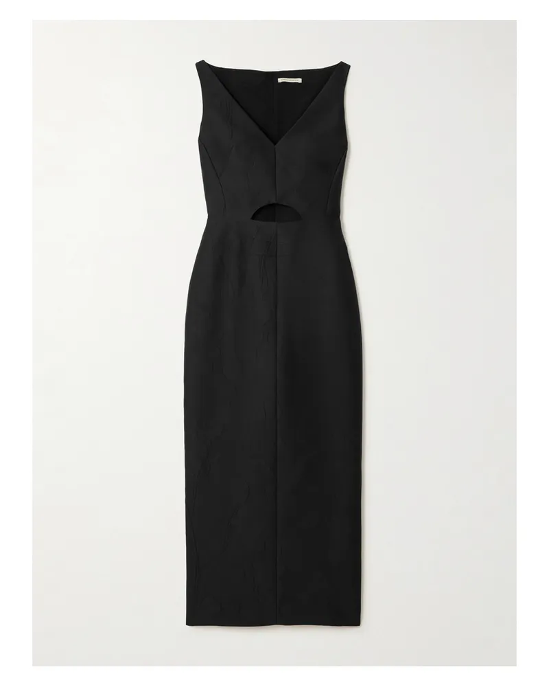 EMILIA WICKSTEAD Ilyse Midikleid Aus Cloqué Mit Cut-out - Schwarz Schwarz