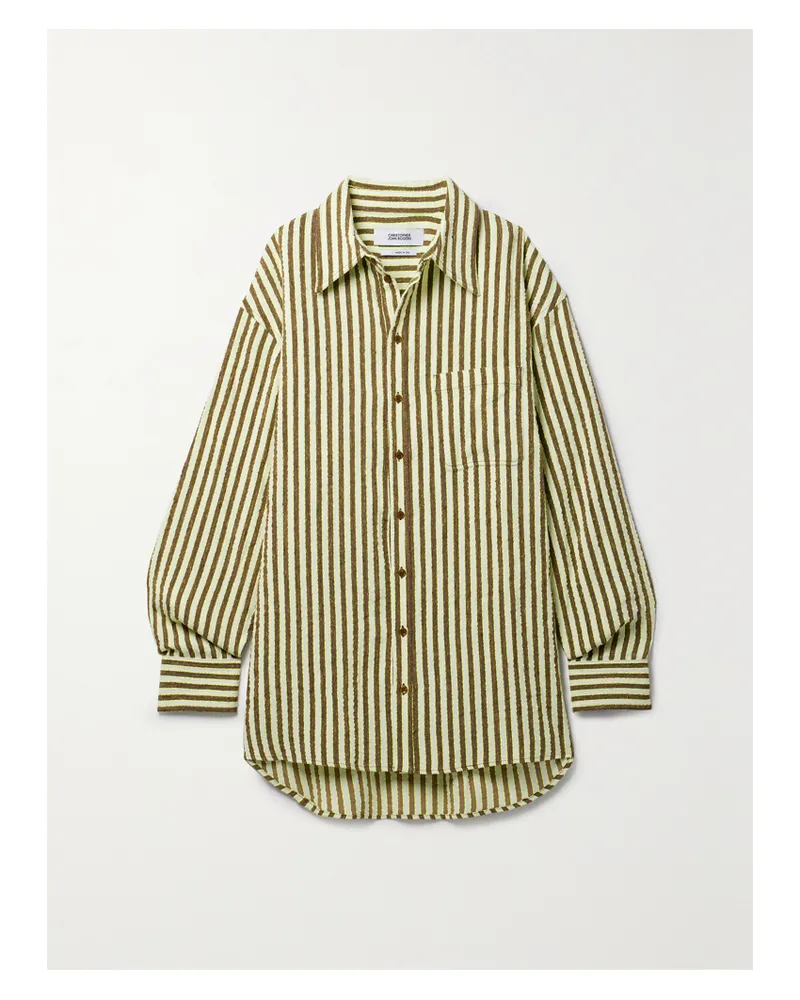 Christopher John Rogers Oversized-hemd Aus Gestreiftem Seersucker - Braun Braun