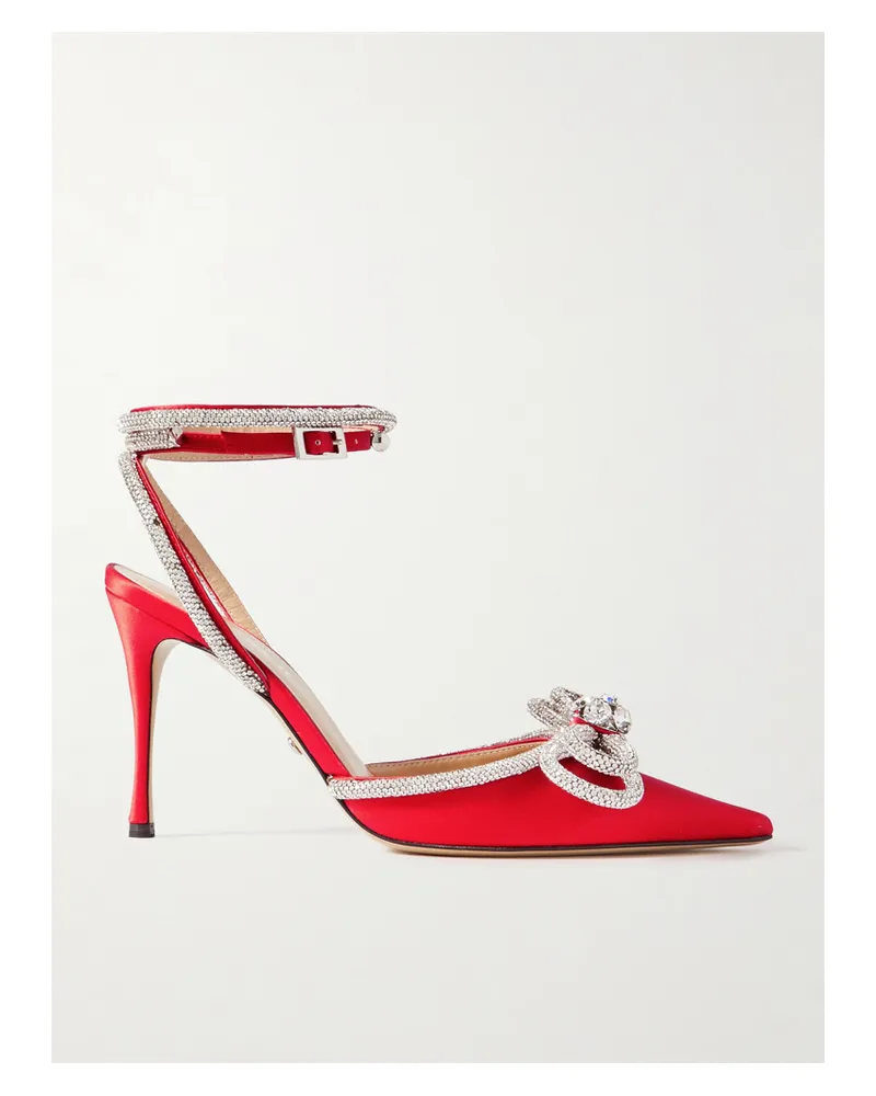 Mach & Mach Double Bow Pumps Aus Seidensatin Mit Kristallen - Rot Rot