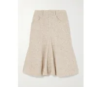 Herring Bone Wool-blend Midi Skirt - Neutrals