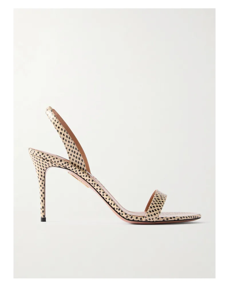Aquazzura So Nude 85 Polka-dot Leather Slingback Sandals - Ivory Ivory