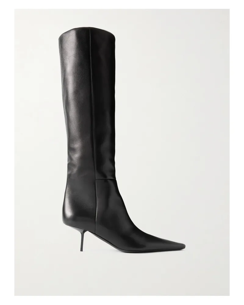 Saint Laurent Victoire Kniehohe Stiefel Aus Leder - Schwarz Schwarz